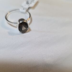 Elegant Sterling Silver Ring with Smokey Quartz Gemstone
